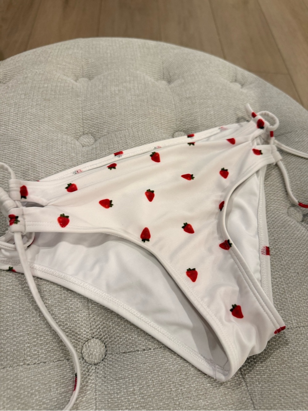 Aeropostale White Bikini Bottoms with Red Strawberry Print
